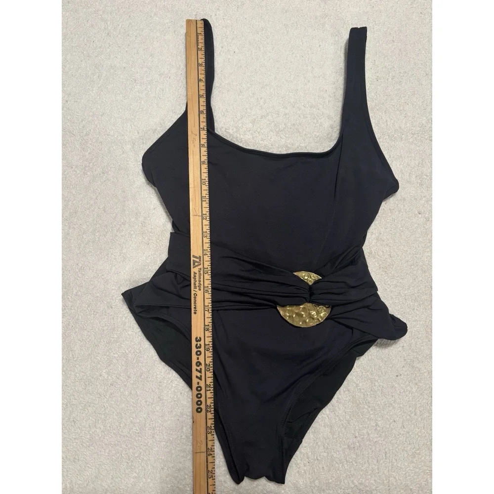 Carmen Marc Valvo Womens One-Piece, Sz 6 Black Swimsuit